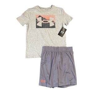 Under Armour Boys 2-Piece Set Graphic T-Shirt & Shorts Size YS Youth Small (6-7)